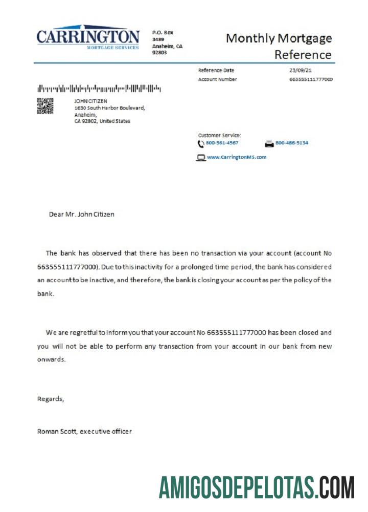 Referência de fechamento de Carrington nos EUA modelo